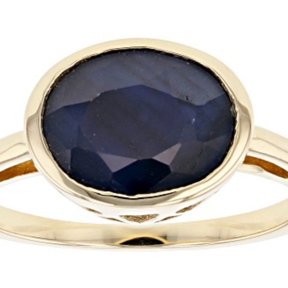 Blue Sapphire & 10K Yellow Gold Bezel Ring – Size 5 – 1.96ct - Picture 1 of 6